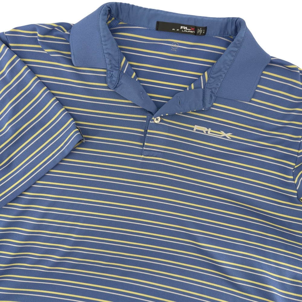 Polo Ralph Lauren Mens XL Blue White Striped Short Sleeve Pique Polo Shirt